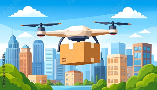 Wallpaper Mural Drone delivers package over cityscape Torontodigital.ca