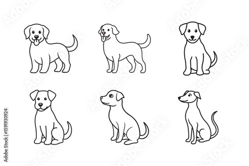 line art dog set