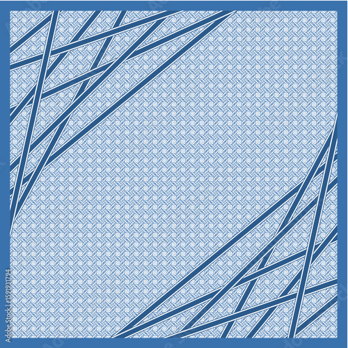Modern Geometric Blue Bold Minimalist Square with Abstract Lines for a Contemporary Modest Look