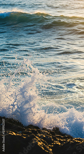 sea wave and water, sunset