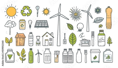 Wallpaper Mural Eco-friendly icons, various renewable energy and recycling symbols Torontodigital.ca