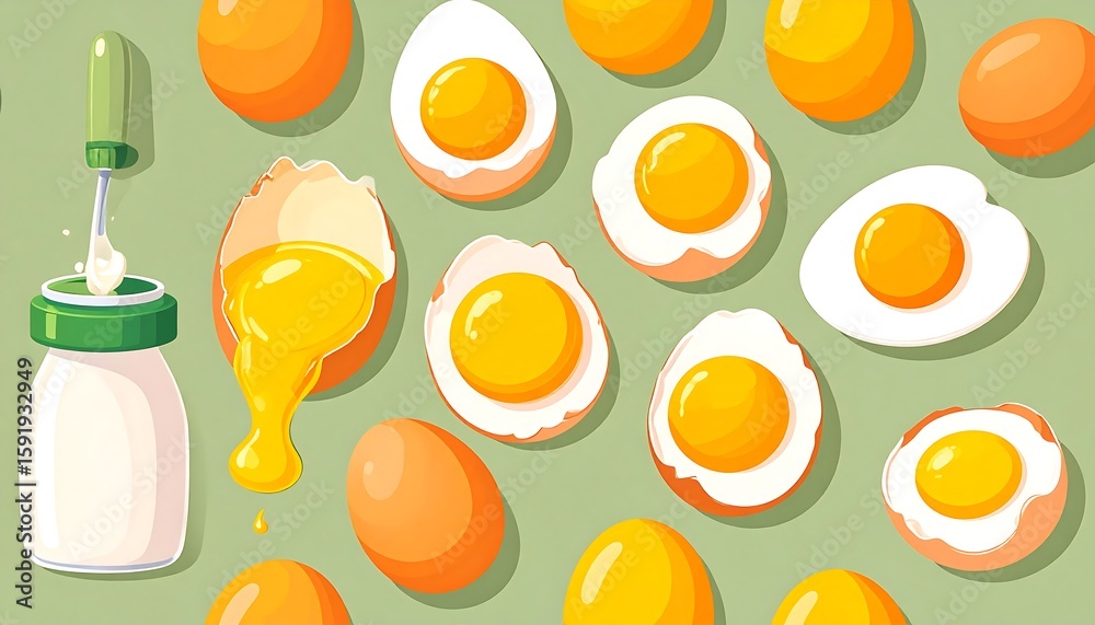 custom made wallpaper toronto digitalEggs, yolk, and a milk bottle