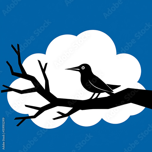 Bird on a Cloudy Branch
