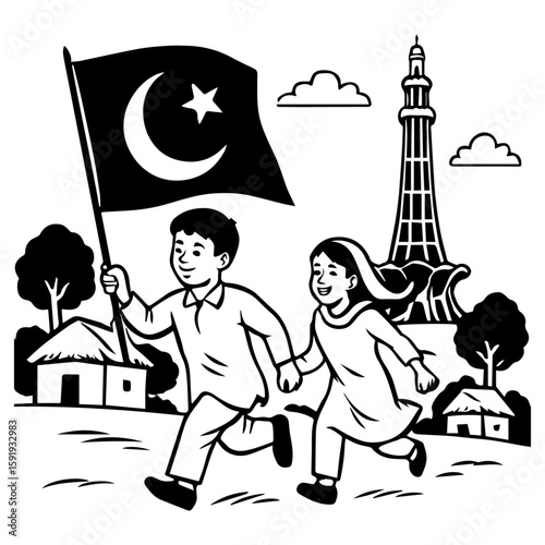 14 august pakistani national; day vector