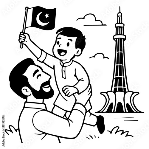 14 august pakistani national; day vector