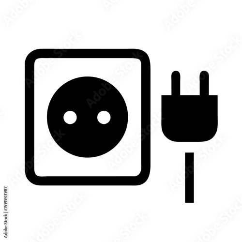 Electric socket with a plug illustrated in vector style depicts an electric socket. Detailed electric socket and plug on white background signifies energy transfer.