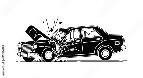 Car crash accident of transport line art icon vector 