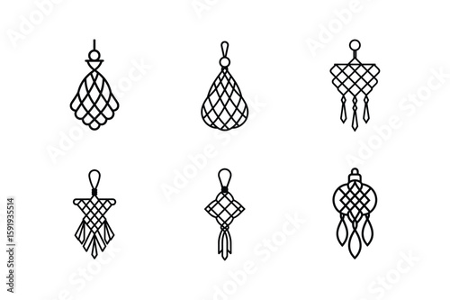 macrame icon line art vector illustration