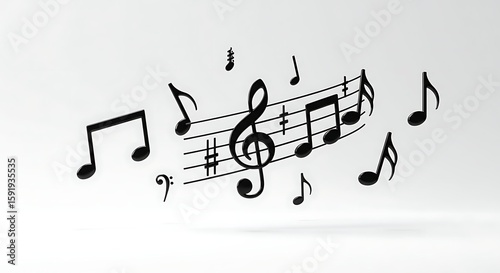 Musical Notes Floating An Illustration of Harmony and Melody in the Air