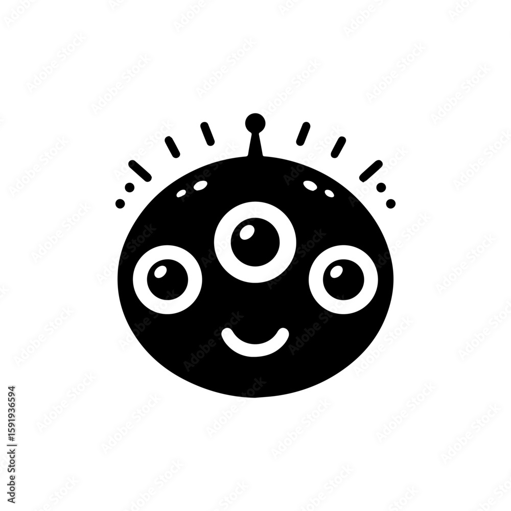 Fototapeta premium alien with three eyes and happy face