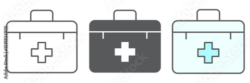 First aid kit icon collection, emergency and medical bag, first aid box sign vector set graphics, editable stroke linear icon, eps 10