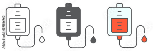 Blood transfusion icon collection, aids and hiv, blood donation sign vector set graphics, editable stroke linear icon