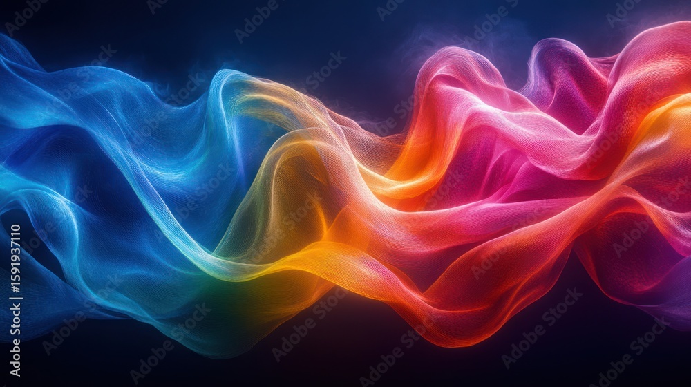Fototapeta premium Abstract Colorful Waves Flowing in Dark Background