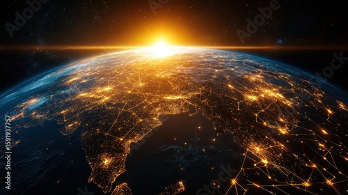 Earth Night Illuminated Globe From Space