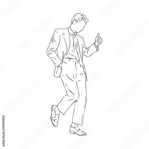 Elegant dancer in suit showcasing joy and rhythm for dance events