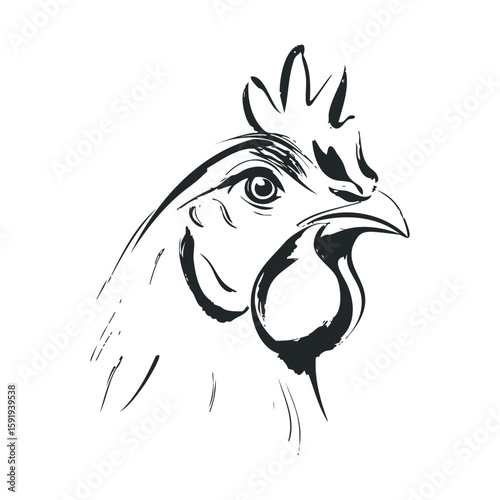 Artistic sketch of a rooster for kitchen decor and culinary themes