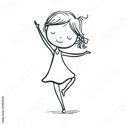 Joyful little girl dancing gracefully in a playful moment
