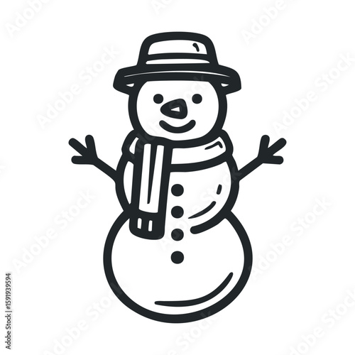 Cheerful snowman wearing a scarf and hat for winter celebrations