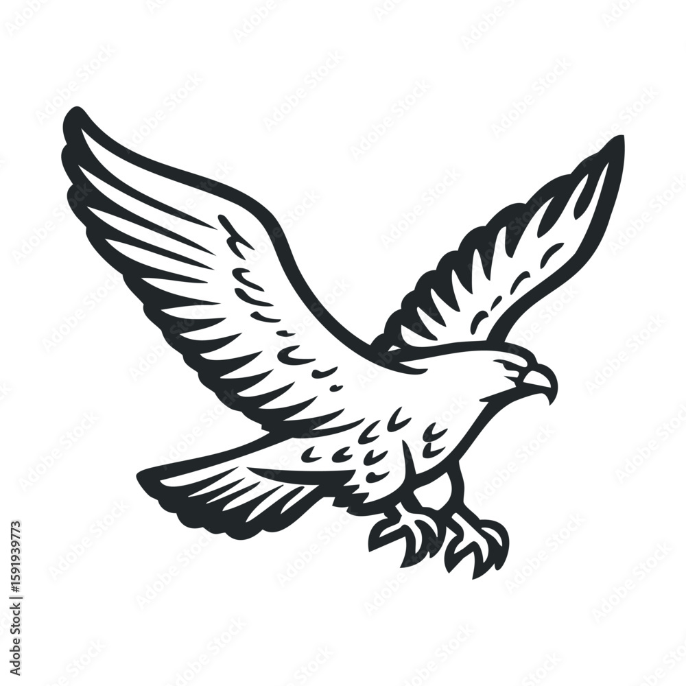 Fototapeta premium Majestic eagle soaring high with outstretched wings in flight