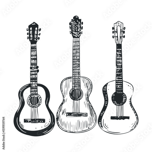 Vintage guitar collection for music enthusiasts and art projects