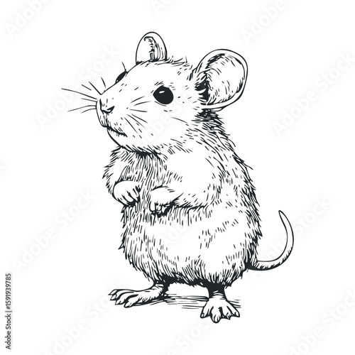 Cute and furry mouse standing upright for creative design ideas