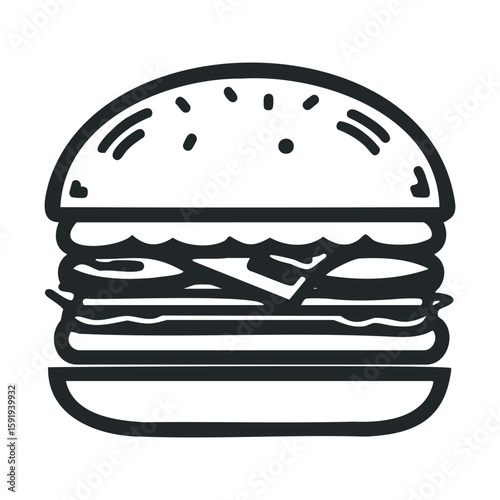 Classic hamburger design for menus and culinary promotions