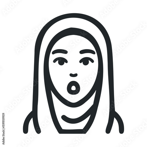 A woman in a hijab displays a surprised expression