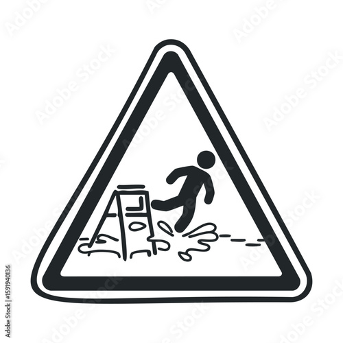 Caution sign indicating slippery floor safety hazard for workers