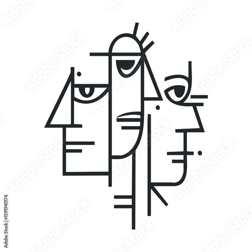 Abstract representation of faces in contemporary art style