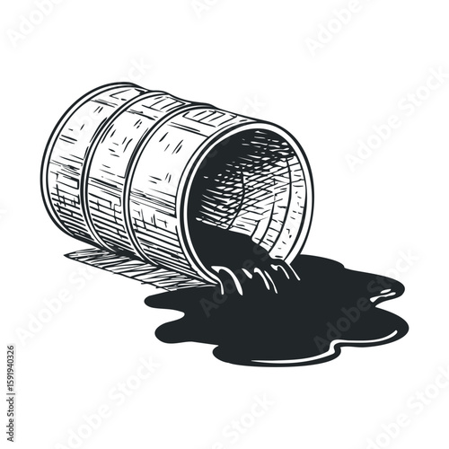 Liquid spill from barrel shows waste management issues