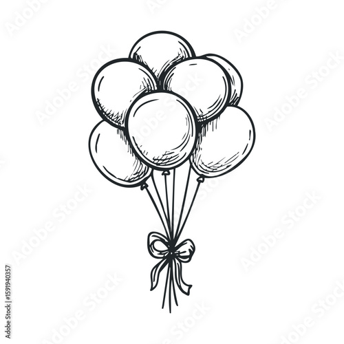 Playful collection of balloons tied with a ribbon for celebration