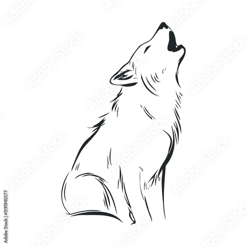 Howling wolf silhouette for wildlife design projects