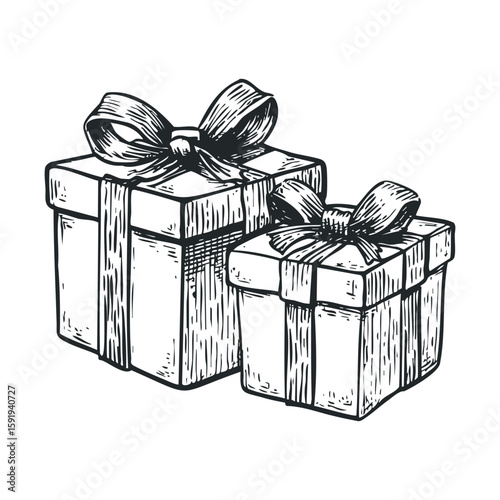 Gift boxes with ribbons for celebration and holiday decoration