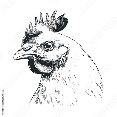 Detailed drawing of a rooster showcasing its unique features