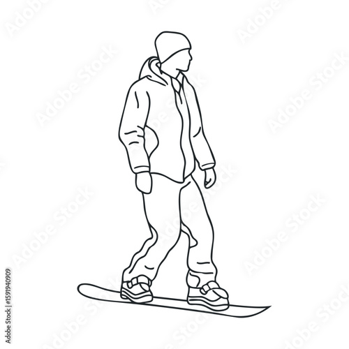 Snowboarder in action on a winter slope wearing warm clothing