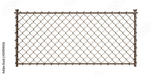 Metallic chain link fence with diamond pattern and transparent background wire