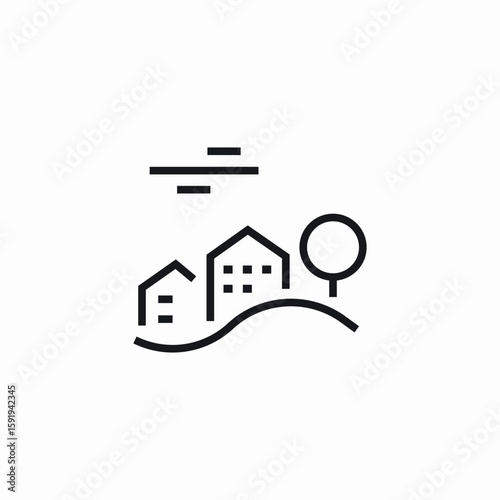 hill town icon sign vector