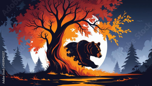  The Forest Spirit: A Bear Emerging from a Mythical Tree