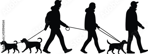 Friends Enjoying a Day Out in the Park - Vector Illustration of Canines and Companions