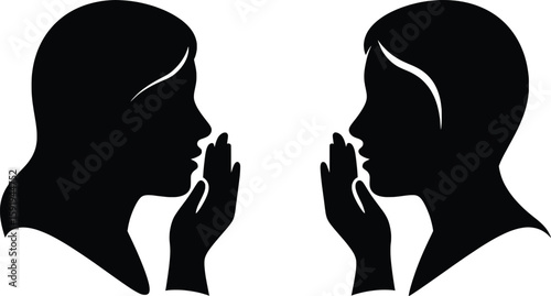 Vector Friends Engaging in Intimate Dialogue, Graphic Illustration, Creative Environment