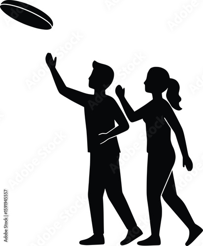 Action-Packed Frisbee Game, Friends Enjoying Outdoor Fun, Park Setting, Vector Illustration, Bright Environment, Exciting Concept