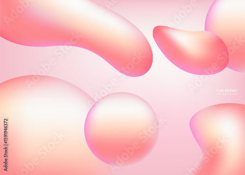 Soft fluid abstract background in pink and peach gradient. Modern 3D shapes with smooth, glossy appearance. Perfect for beauty, fashion, or minimal design themes.