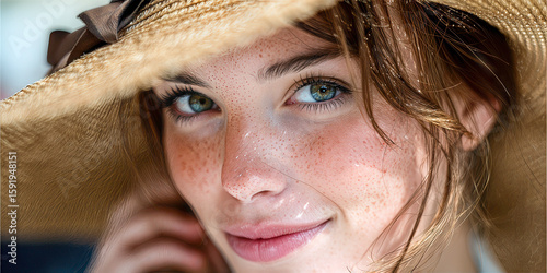 Sweet Lady – Close-Up Portrait with Straw Hat