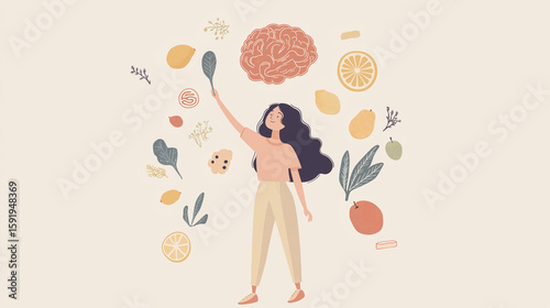 Eating disorders as psychological unhealthy diet illness .Excessive weight control and food limitation.Addiction to slimming, dieting and mental guilty feeling.flat vector illustration 