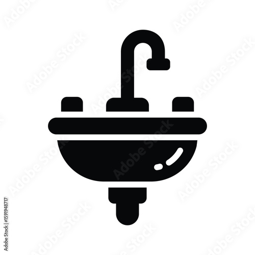 A ready to use glyph icon of kitchen sink