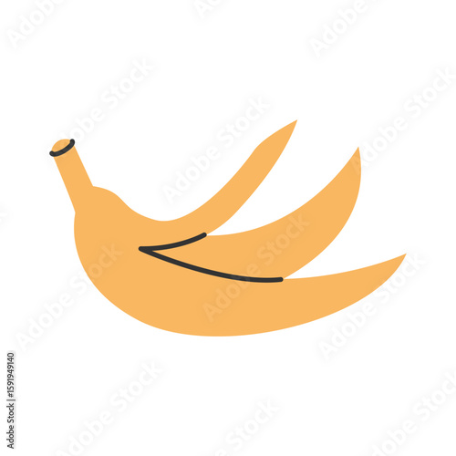Banana peel for compost and food recycling. Organic biodegradable waste. Vector illustration.