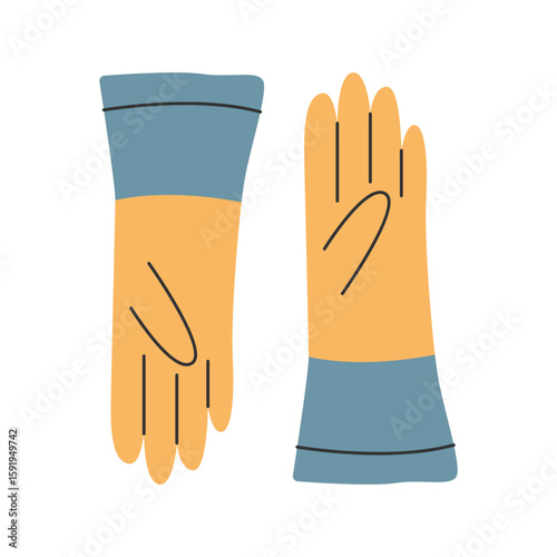 Garden gloves for composting and planting activities. Eco friendly gardening equipment clipart. Vector illustration.