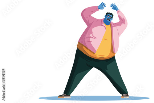 Funny Halloween zombie character vector for spooky holiday designs