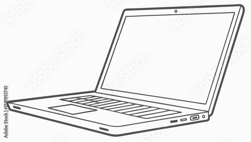 Vector Silver laptop with blank white screen is displayed, showcasing sleek design and modern features