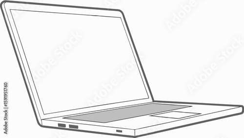 Vector Silver laptop with blank white screen is displayed, showcasing sleek design and modern features